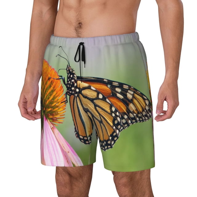 Balery A monarch butterfly Bañador para hombre, shorts de playa de secado rápido con entrepierna y forro de compresión-3X-Large