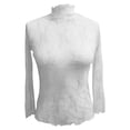 thumbnail image 3 of Penkiiy Mujer malla superior cuello de manga larga Slim Fit ver a través de blusas de camisa tops, 3 of 5