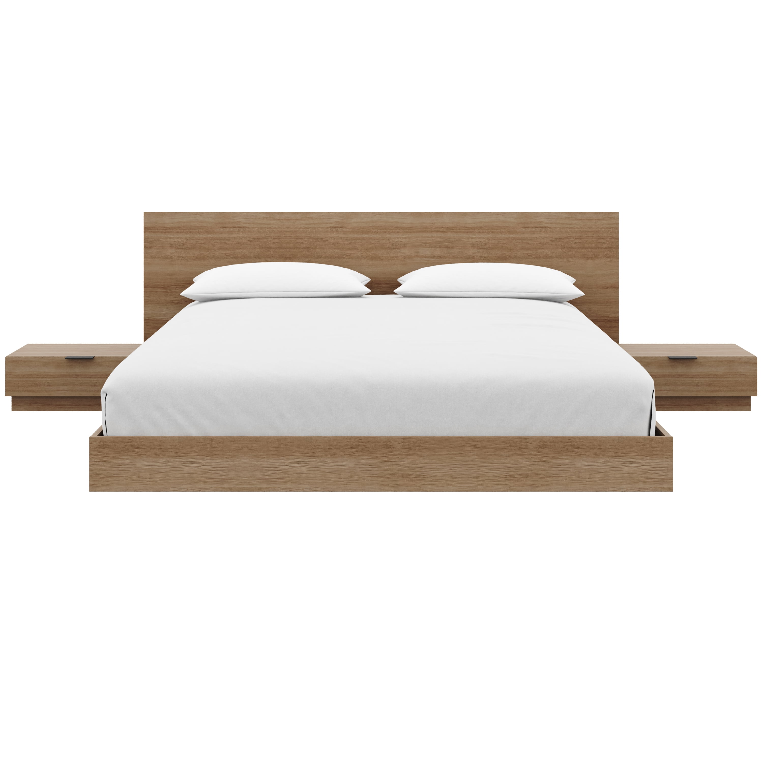 Ensemble de chambre à coucher Satori 4 pièces avec plateforme basse et lit king size en chêne brun
