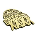 thumbnail image 2 of PinMart's Antique Bronze Teamwork Globe Lapel Pin, 2 of 3