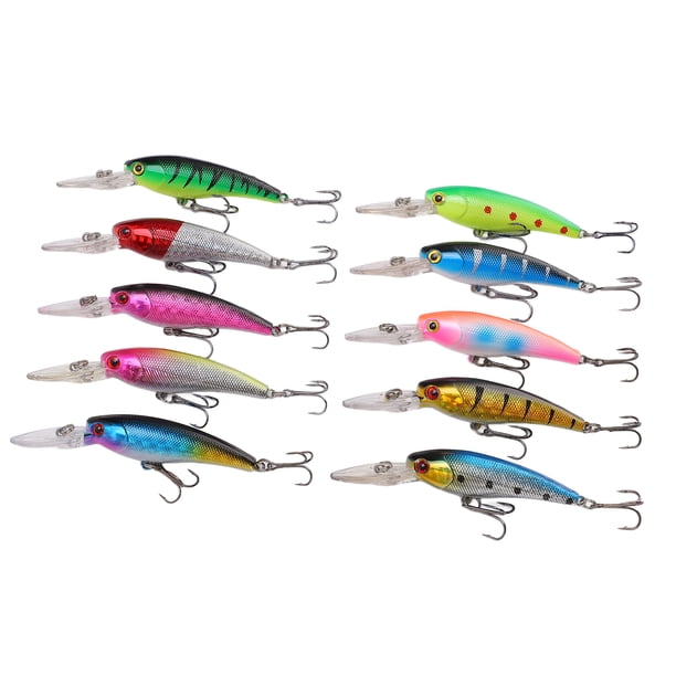 Señuelos de pesca artificiales, kit de cebo de pesca de 10 piezas Kit de cebo de pesca con señuelo de pez falso Tecnología avanzada Jadeshay A