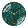thumbnail image 1 of Reloj de pared decorativo con patrón de mármol, redondo, analógico, silencioso, sin tictac. Verde, 1 of 6