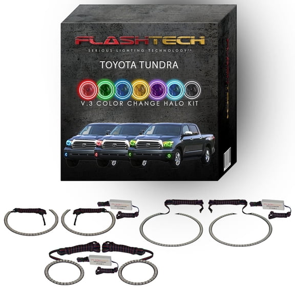 Flashtech RGB Color Changing LED Halo kit for 07-13 Toyota Tundra Headlight & Fog Lights