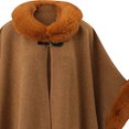 thumbnail image 5 of Fewfanhot Faux Fur Collar Wool Blend Cape Poncho, Buckle Closure Warm Wrap Coat for Women Fall Winter Daily Wear, 5 of 5