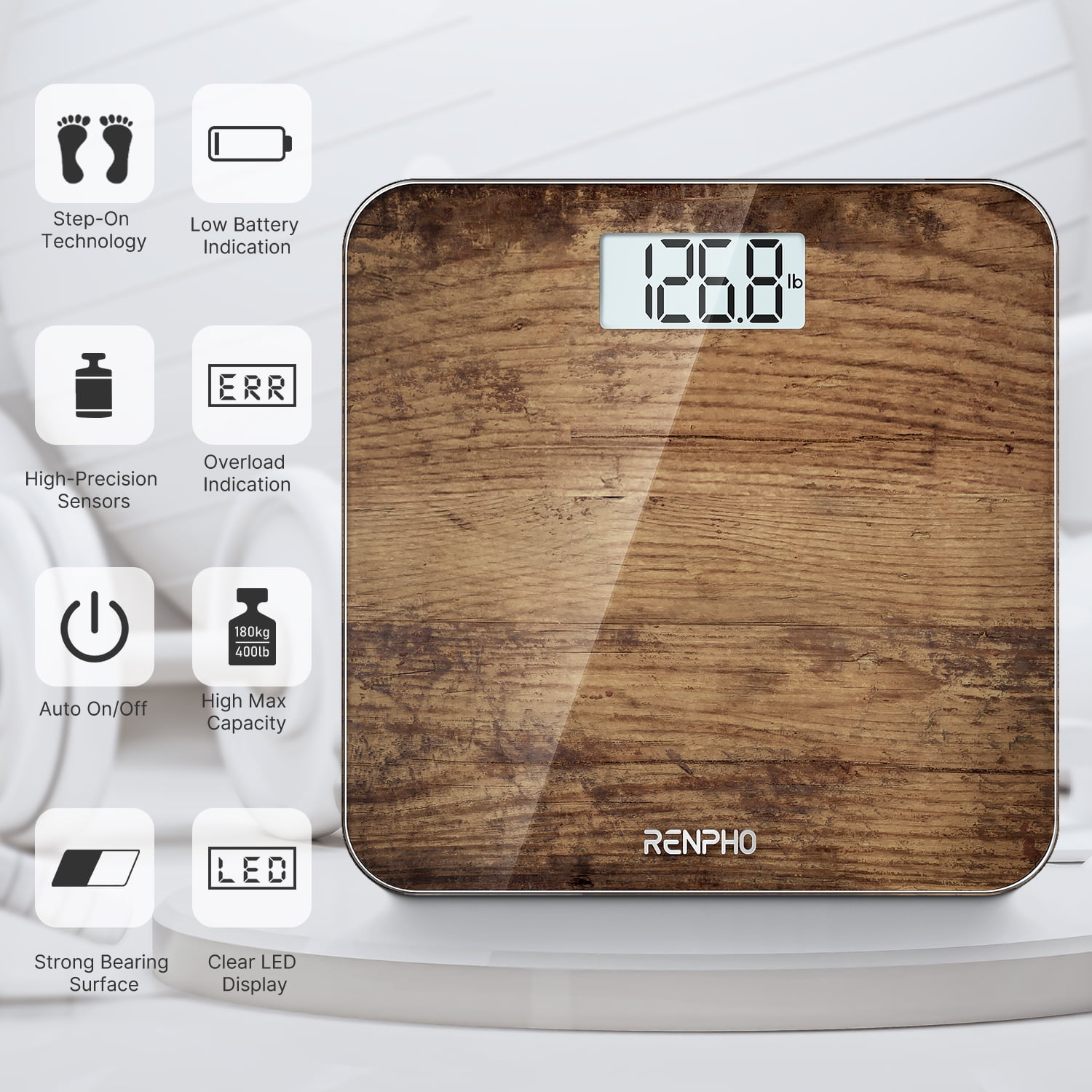RENPHO Digital Bathroom Scale Highly Accurate Body Weight Scale with  Lighted LED