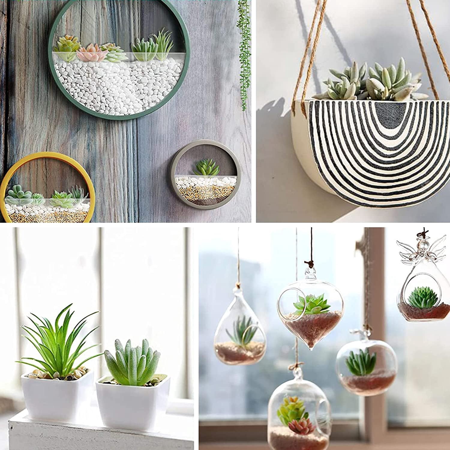12 Pcs Artificial Succulents Mini Fake Plants Unpotted Faux Succulent for Craft, Small Plastic Assortment in Flocked Green Floral Decor Party, Cake, Garden & Outdoor