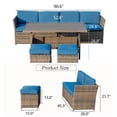 thumbnail image 2 of Eclife 7 Pieces Wicker Rattan 9 Person Sofa Seating Group with Cushions Outdoor Sectional Couch Conversation Set with 3 Loveseat Ottoman and Dinning Table, 2 of 8