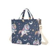 thumbnail image 2 of Unicorns Astronaut Planets Corduroy Tote Bag Handbag Large Messenger Bag Shoulder Crossbody Zipper Bag Purse, 2 of 8