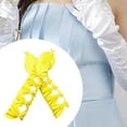 thumbnail image 1 of Guantes largos de fiesta de ópera, guantes de satén para mujer, guantes de lazo plisados con diamantes de imitación, guantes de longitud de ópera de Amarillo, 1 of 8