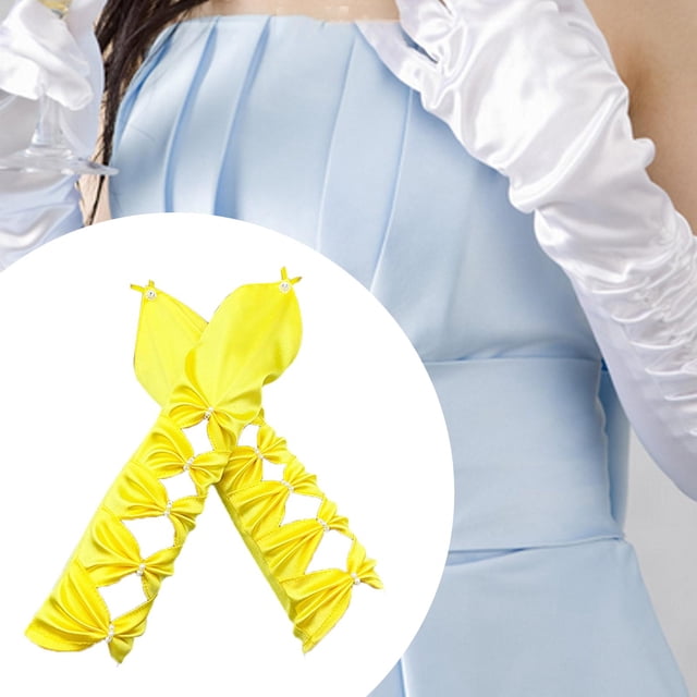 Guantes largos de fiesta de ópera Fernando Guantes de satén exquisitos Amarillo 33 cm