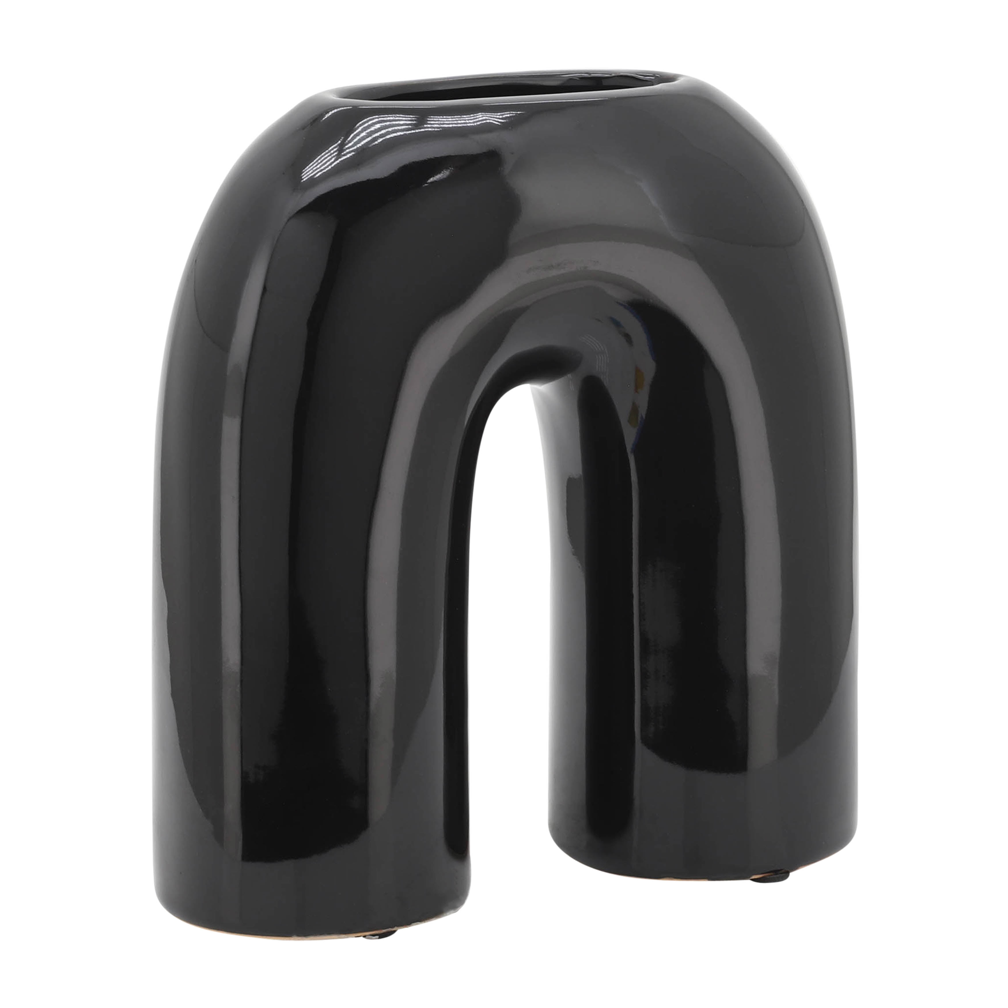 Sagebrook Home Ceramic 8" Horseshoe Vase, Black