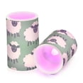 thumbnail image 2 of Green Color Sheep Pattern Flameless LED Candle Set with Remote, Battery Operated Color Changing Pillar Candles, Set of 2, 2 of 7