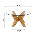 thumbnail image 3 of Ivinta 31.5" Round Coffee Table with Tempered Glass Top and Natural Wood Frame for Living Room, 3 of 10
