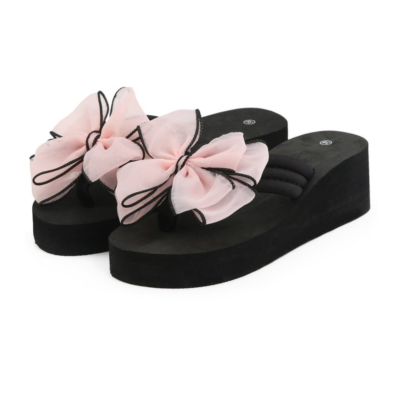★2024SS新作★BINARY01★Heart Platform Slippers 2025 New Plus Size High Sandals Women Wedge Heeled Sandals