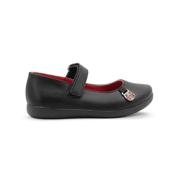 Zapato Escolar Para Niña Yuyin Antiderrapante Ajuste Contactel Lady Bug negro 21.5