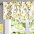 thumbnail image 2 of DriftAway Leah Abstract Floral Blossom Ink Painting Window Curtain Valance Rod Pocket 52" Wx 14"L+2" Header Golden Yellow Gray 1 Pack, 2 of 8