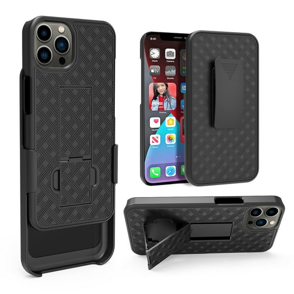 Dteck Rugged Case for iPhone 14 Pro Max with Swivel Belt Clip Holster, Slim Shell with Built-in Kickstand for Apple iPhone 14 Pro Max 6.7 inch 2022
