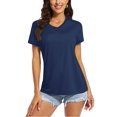 thumbnail image 1 of OUSITAID UPF 50+ T-shirts d'Été à Manches Courtes Col en V T-shirts de Protection Solaire pour Femmes Séchage Rapide Randonnée Course Hauts, 1 of 7