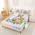 thumbnail image 2 of Erosebridal Easter Rabbit Kids Bed Sheets, Colorful Plaid King Sheets, 4 Pieces, 2 of 5