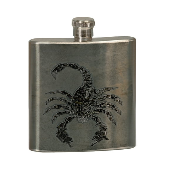 KuzmarK 6 oz. Stainless Steel Pocket Hip Liquor Flask - Scorpion Weapons
