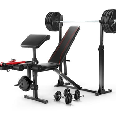 VIBESPARK 900LBS Olympic Weight Bench Set Adjustable Weight Bench with Barbell Rack, Preacher Curl, Leg Extension Multi-Purpose Workout Bench Set Full Body Strength Training