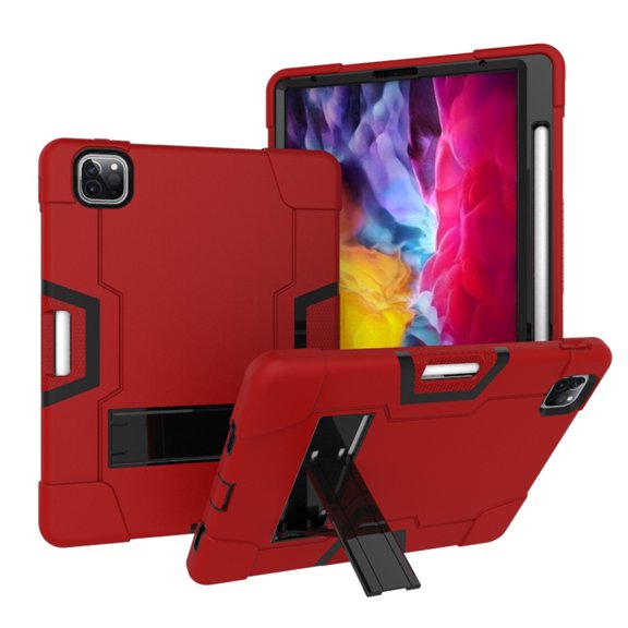 iPad Pro 11 2nd Generation 2020 Case for Kids, Allytech Hybrid Rugged Heavy Duty Protection Shock-Absorption Impact Resistant Kickstand Defender Cover for Apple iPad Pro 11 2020, Red/Black