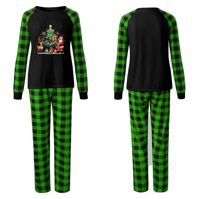 Pyjama de Noël pour la Famille Pantalon de Pyjama à Carreaux pour Femmes Décontracté/quotidien