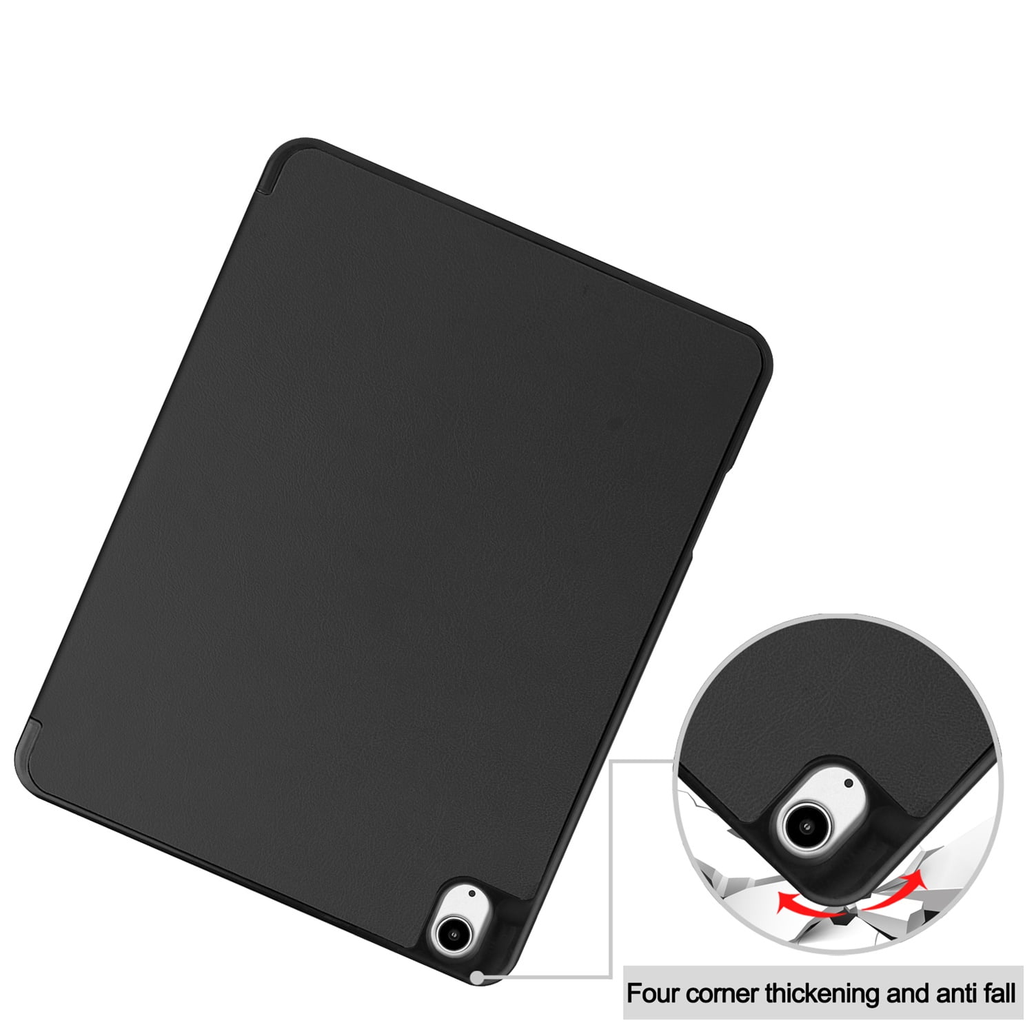 SaniMore for Apple iPad Air 13 (2024) Case, Auto Sleep/Wake, PU Leather Case with Tri-Fold Kickstand & Pencil Holder Shockproof Protective Cover for Women Men, Black