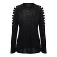 thumbnail image 3 of SAYFUT Plus Size Women Rhinestone Cold Shoulder Tops T-Shirts Long Sleeve Loose Blouse, 3 of 6