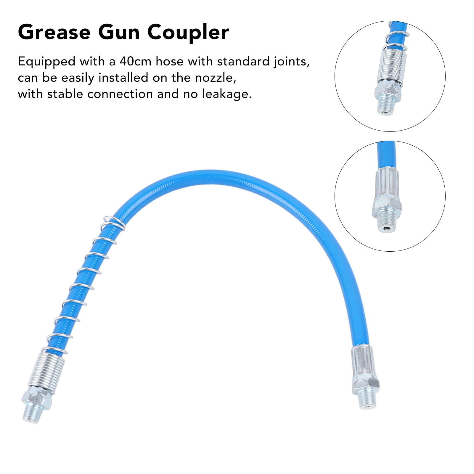 Grease Gun Coupler with 40CM Hose Lock Type High Pressure Double Handle Lubriing Gun Nozzle Tip