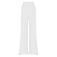 thumbnail image 4 of Women's Linen-Blend Cropped Trousers – High Waist Straight Leg Capri Pants with Delicate Lace Insets & Pockets | Lightweight Summer Hollow-Out Design, 4 of 6