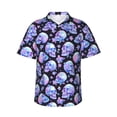 thumbnail image 2 of Yiaed blue Skull flower Print Hawaiian Shirt for Men Short Sleeve Button Down Shirts Beach Shirts for Men-Small, 2 of 5