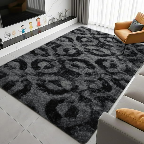 Alfombra ISEAU 122x183 cm de felpa geométrica gris antracita