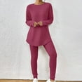 thumbnail image 4 of ZACPNCV Women's Fall And Winter New Fashion All-match Style Slim Stand Collar Long Sleeve Loose Wide Leg Pants Hot Pink, 4 of 9