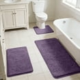 thumbnail image 4 of 3-Piece Memory Foam Bathroom Rug Set, Soft Velvet Fleece Non-Slip Bath Mats, Absorbent Modern Floor Mats for Bathroom, Laundry Room, Bedroom, Multiple Sizes, Brown/Green/Khaki/Purple/Gray, 4 of 8