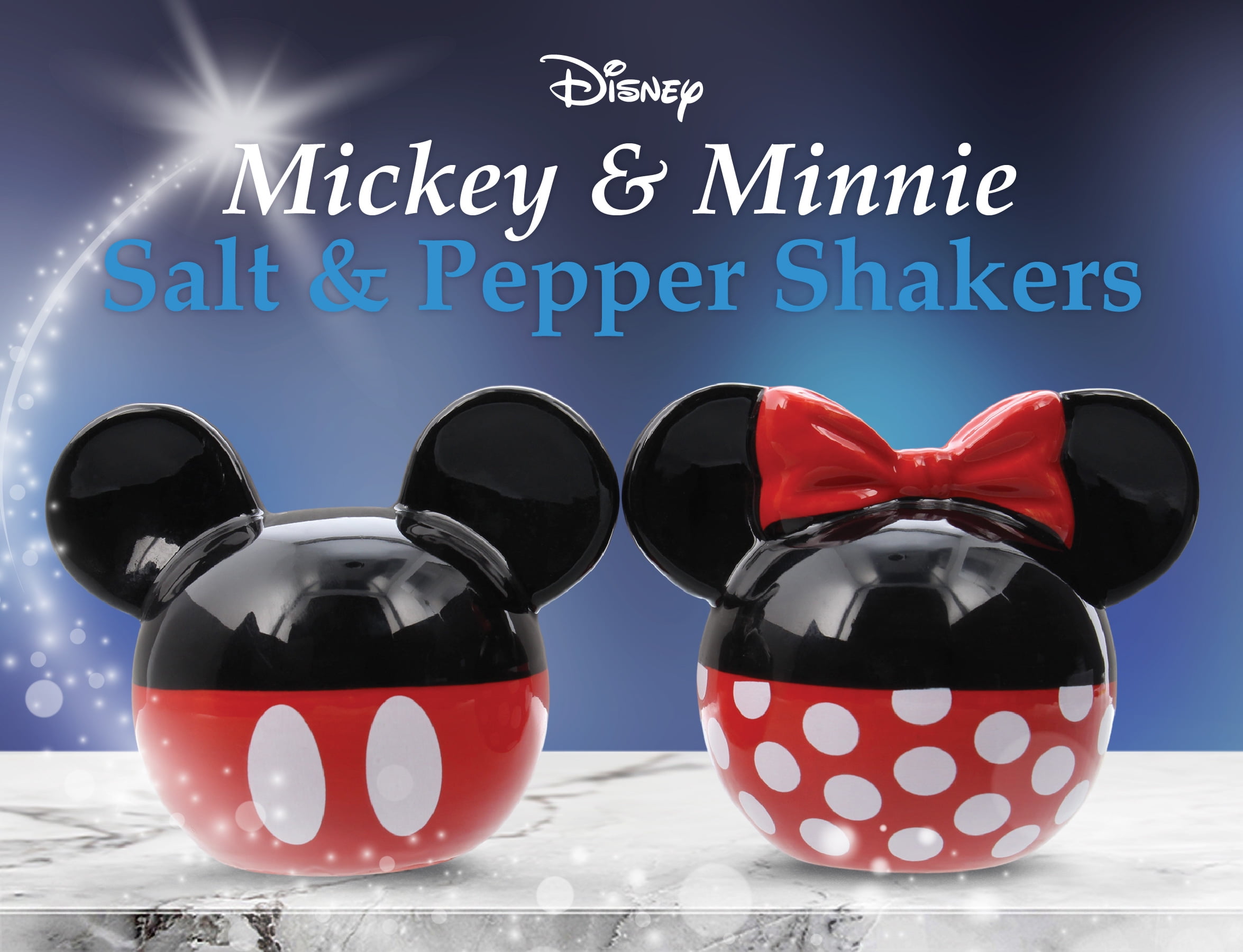 Disney Mickey & Minnie Mouse & Friends Ceramic Salt & Pepper Shaker Set NIB