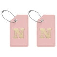 thumbnail image 1 of Etiquetas de Equipaje Iniciales Uxcell para Maletas [2PCS] - Etiqueta de Identificación con Asa de Hierro - [Cuero PU - Letra N], 1 of 7