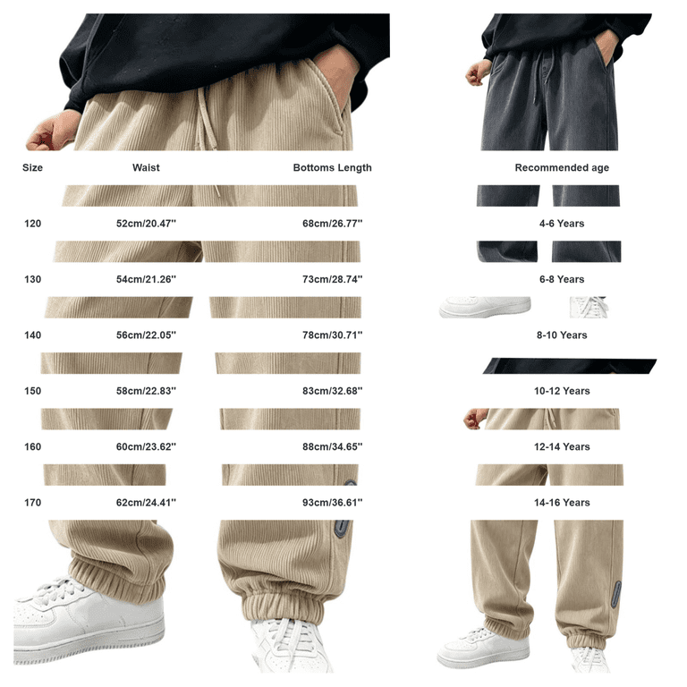 Generic Boys Corduroy Jogger Pants Elastic Bottom Sweatpants Baggy ...