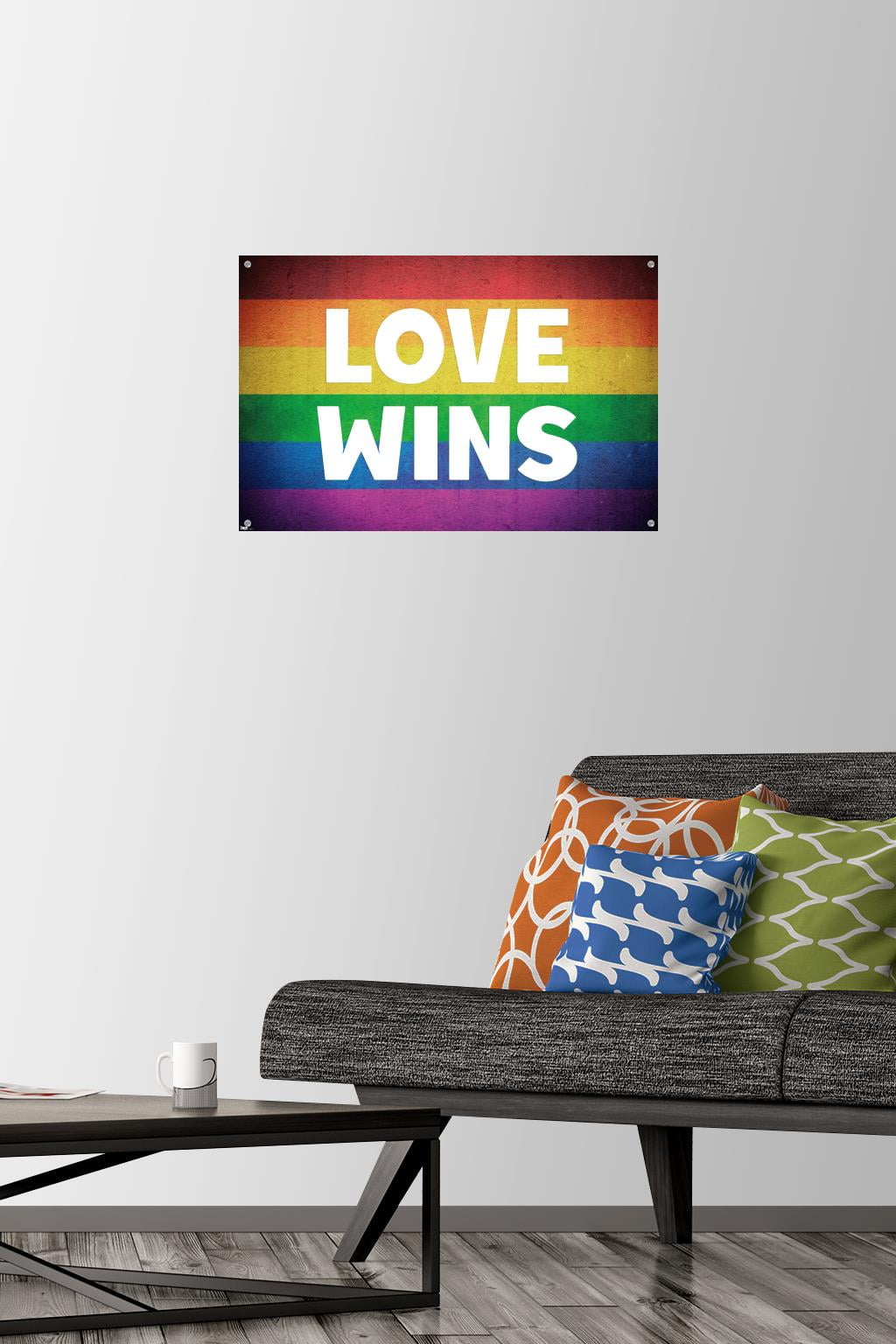 Love Wins Wall Poster with Push Pins, 14.725" x 22.375"
