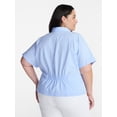 thumbnail image 3 of Terra & Sky Fit and Flare Blouse with Short Sleeves, Sizes 0X-5X, 3 of 5