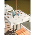 thumbnail image 2 of Outdoor Table Cloth with Umbrella Hole and Zipper, Teal Brown Botanical Waterproof Square Tablecloth 54"x54", Pastoral Fall Weeping Maple Leaf Washable Table Cover for Outside Party Patio Picnic, 2 of 8