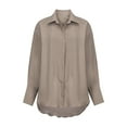 thumbnail image 6 of Scyoekwg Womens Long Sleeve Tops Fall Shirts Turndown Collar Shirts Autumn Tunic Tops Solid Color Casual Loose Fit Fashion 2025 Long Sleeves Blouses Lightweight Khaki L, 6 of 9