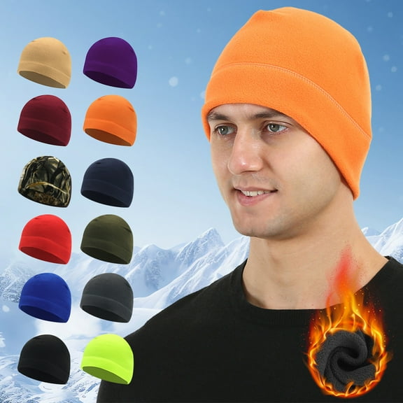 Opvise Warm Beanie for Men Women Cuffed Thick Fleece Winter Hat Elastic Skull Cap for Winter Outdoor Running Riding Skiing