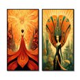 thumbnail image 2 of Designart "Retro Reverie Goddess in Dreamy Colors II" Fashion Woman Framed Wall Art Set Of 2 - Glam Red Gallery Wall Frame Set For Home Decor, 2 of 6