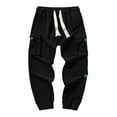 thumbnail image 2 of Cargo Joggers for Men 2025 Corduroy Casual Slim Fit Elastic Waist Drawstring Cargo Sweatpants with Pockets Trousers, 2 of 5