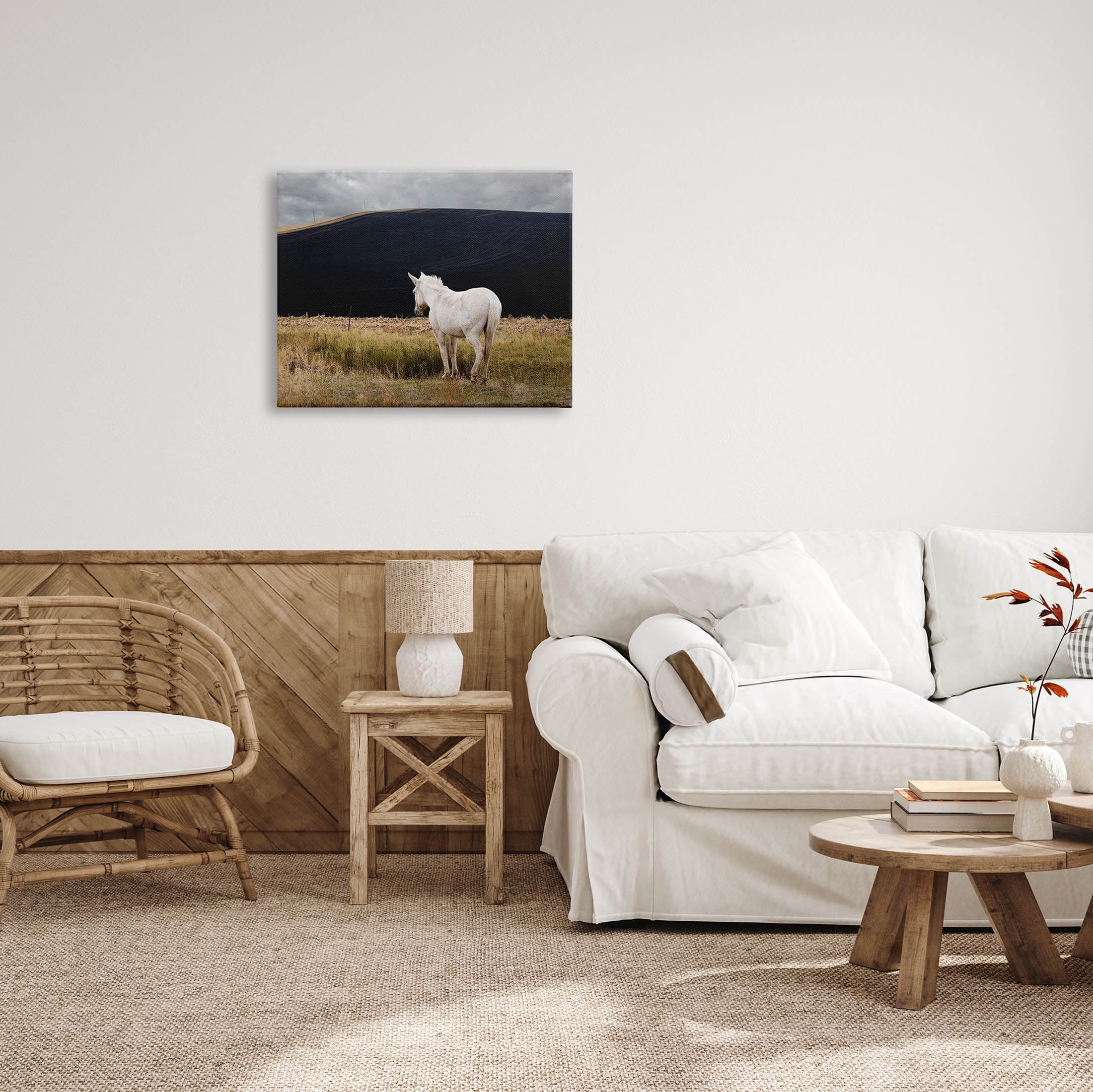 Stupell Industries Lone White Horse Vast Country Pasture Photograph Gallery Wrapped Canvas Print Wall Art, Design by David Lorenz