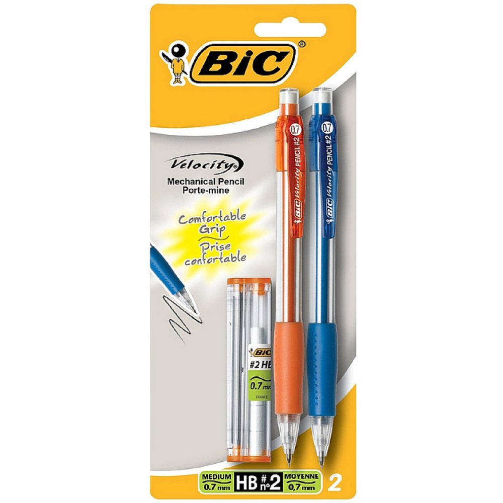 Bic Velocity Medium Mechanical Pencils 0.7mm, Assorted Colors 2 ea