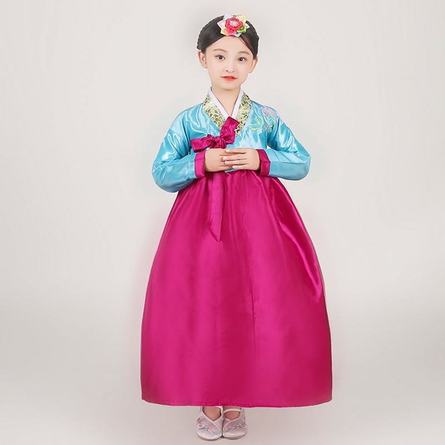 Vestido Daejang Geum para niña, traje tradicional coreano, Hanbok nacional coreano, falda de baile, escenario, fiestas de Halloween y Navidad, espectáculo