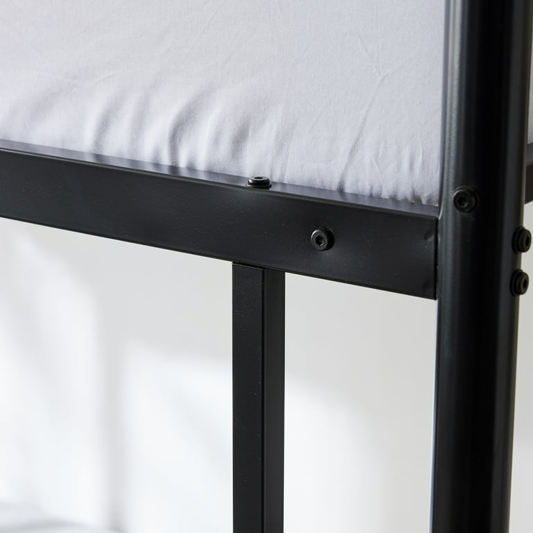 Twin over Twin Metal Bunk Bed Frame, Black | Aosom.com