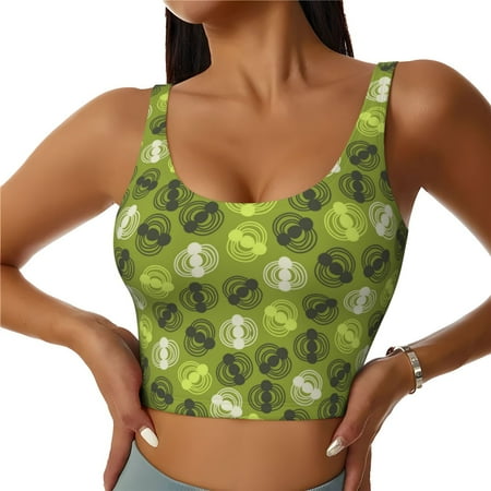 Racerback Sports Bras For Women High Support  Abstract Green Pattern Workout Tank Tops Woman  Workout Yoga Running Bra